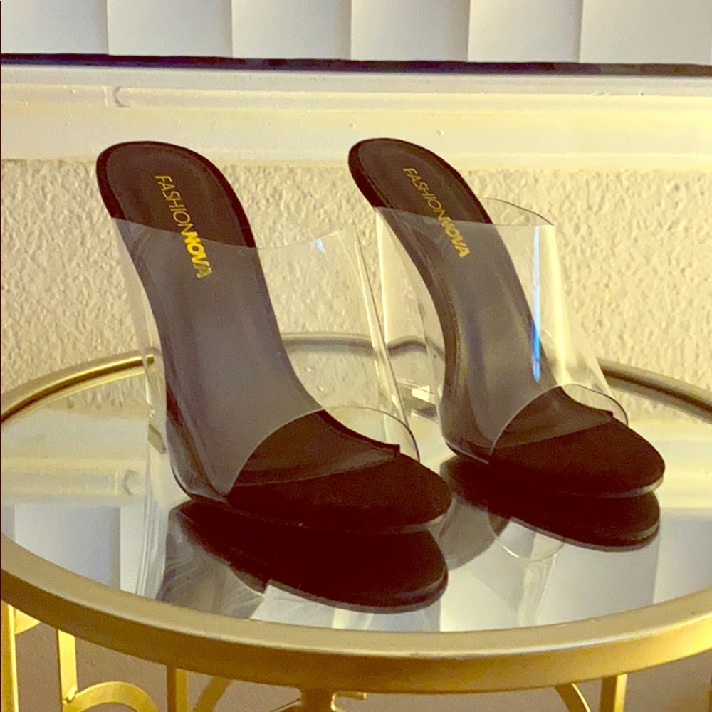 Used once black clear heel